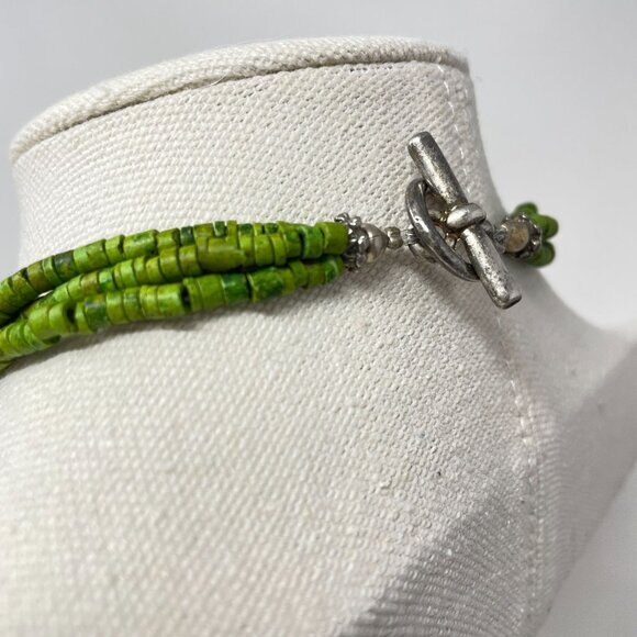 Beaded‎ Silver Pendant Necklace Green Gold Murano Glass Beaded - Picture 14 of 15